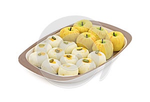 Indian Mix Sweet Food Apple Shaped Peda With White Peda