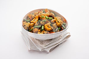 Indian Mix Veg or Mixed Vegetable recipe served in a bowl with chapati