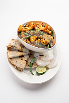 Indian Mix Veg or Mixed Vegetable recipe served in a bowl with chapati