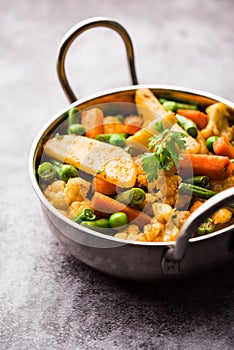 Indian Mix Veg or Mixed Vegetable recipe served in a bowl with chapati