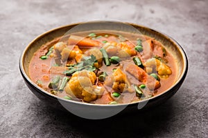 Indian Mix Veg or Mixed Vegetable recipe served in a bowl with chapati