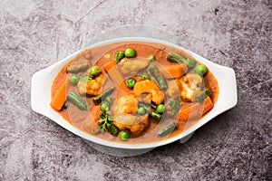 Indian Mix Veg or Mixed Vegetable recipe served in a bowl with chapati