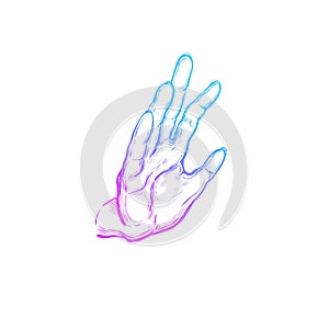 Indian mudra. Spirituality. India. Yoga. Vector hand drawn poster, template, print.