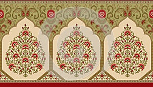 Indian mughal flower border