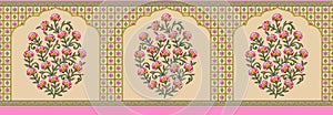 Indian mughal flower border