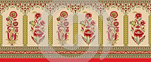 Indian mughal flower border