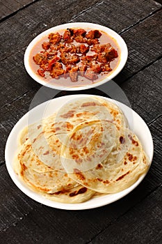 Indian mutton curry and paratha
