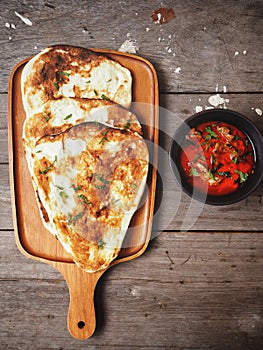 Indian naan bread with curry