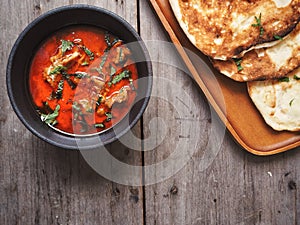 Indian naan bread with curry