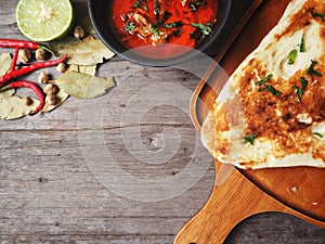 Indian naan bread with curry