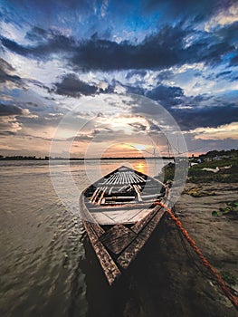 Indian nature A beautiful sky and boat photo