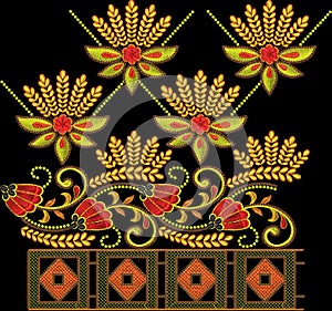 indian kurti mughals flowers and motif texture whith background laynig desing photo