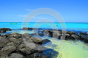 Indian Ocean and the picturesque coastline of Mauritius islands