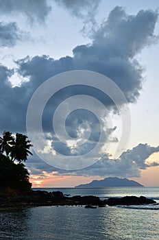 Indian ocean at sunset Seychelles, Mahe