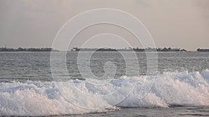 Indian Ocean, waves. Maldives video. Low contrast, desaturate
