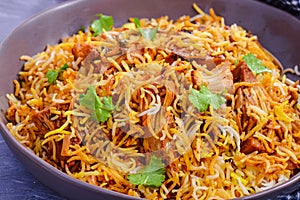 Indian vegan meal- Jackfruit biryani