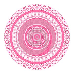 Indian ornament, kaleidoscopic floral pattern, mandala in pink