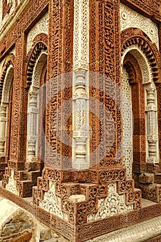 Indian ornament on wall of Qutab Minar Delhi, India. Close up