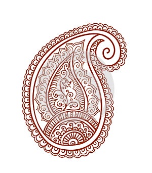 Indian paisley - decorative henna design, India. Mendi ornamental vector