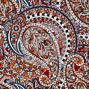 Indian paisley seamless vector pattern. Fabrik background.