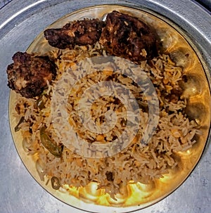 Indian Pakistani food chick fry with rice chick pea lunch dinner spicy