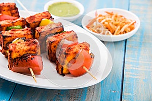 Indian paneer barbecue or tikka kabab