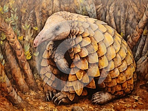 Indian Pangolin or Anteater Manis crassicaudata one of the most trafficked wildlife species