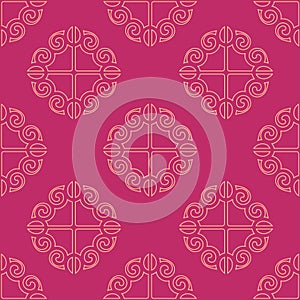 Indian Seamless Pattern. Vector graphic on magenta background.