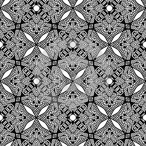 Indian pattern design with unique ornament. Background for textile. Black and white ornamental seamless pattern