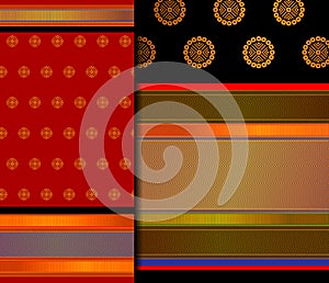 Indian Pattu Sari Vector pattern set