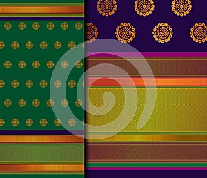 Indian Pattu Sari Vector pattern set