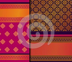 Indian Pattu Sari Vector pattern set