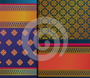 Indian Pattu Sari Vector pattern set