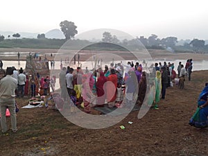 INDIAN PEOPLE CELEBRATING CHHAT PUJA