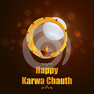 Indian people celebrating Karwa Chauth, ritual and festival of wedding couple of India