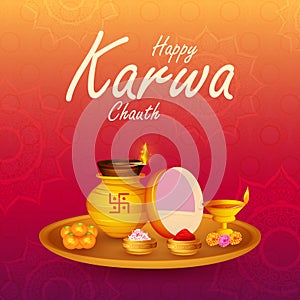 Indian people celebrating Karwa Chauth, ritual and festival of wedding couple of India