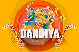 Indian people dancing Garba dance for Dandiya Disco Night event on Navratri Dussehra festival of India