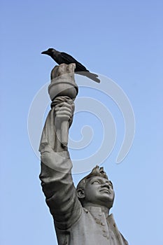 Indian political leader statue: Shubhashchandra Bose.