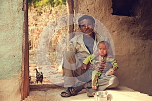 Indian poor father and son