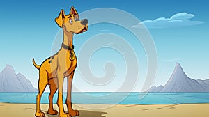 Indian Pop Culture Cartoon Dog In Spectacular Marine Views