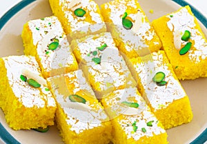 Indian Popular Sweet Food Khopara Pak or Coconut Burfi