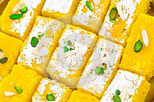 Indian Popular Sweet Food Khopara Pak or Coconut Burfi