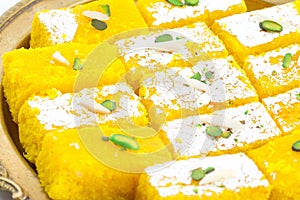 Indian Popular Sweet Food Khopara Pak or Coconut Burfi