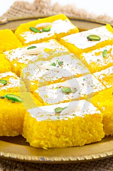 Indian Popular Sweet Food Khopara Pak or Coconut Burfi