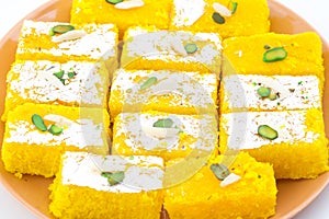 Indian Popular Sweet Food Khopara Pak or Coconut Burfi