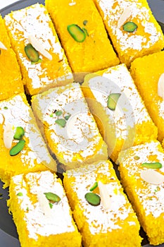 Indian Popular Sweet Food Khopara Pak or Coconut Burfi