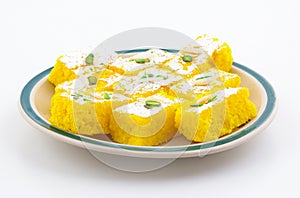 Indian Popular Sweet Food Khopara Pak or Coconut Burfi on White Background