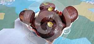 Indian Popular Sweets Kala Jamun in a Tray