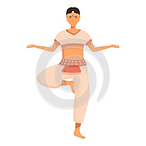 Indian pose girl dancer icon cartoon vector. Celebration lady