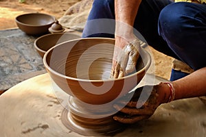 Indian potter at work, Shilpagram, Udaipur, Rajasthan, India